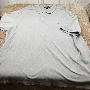 Polo Ralph Lauren Mens 4XL Big Heather Gray Pique Short Sleeve Polo Shirt Cotton